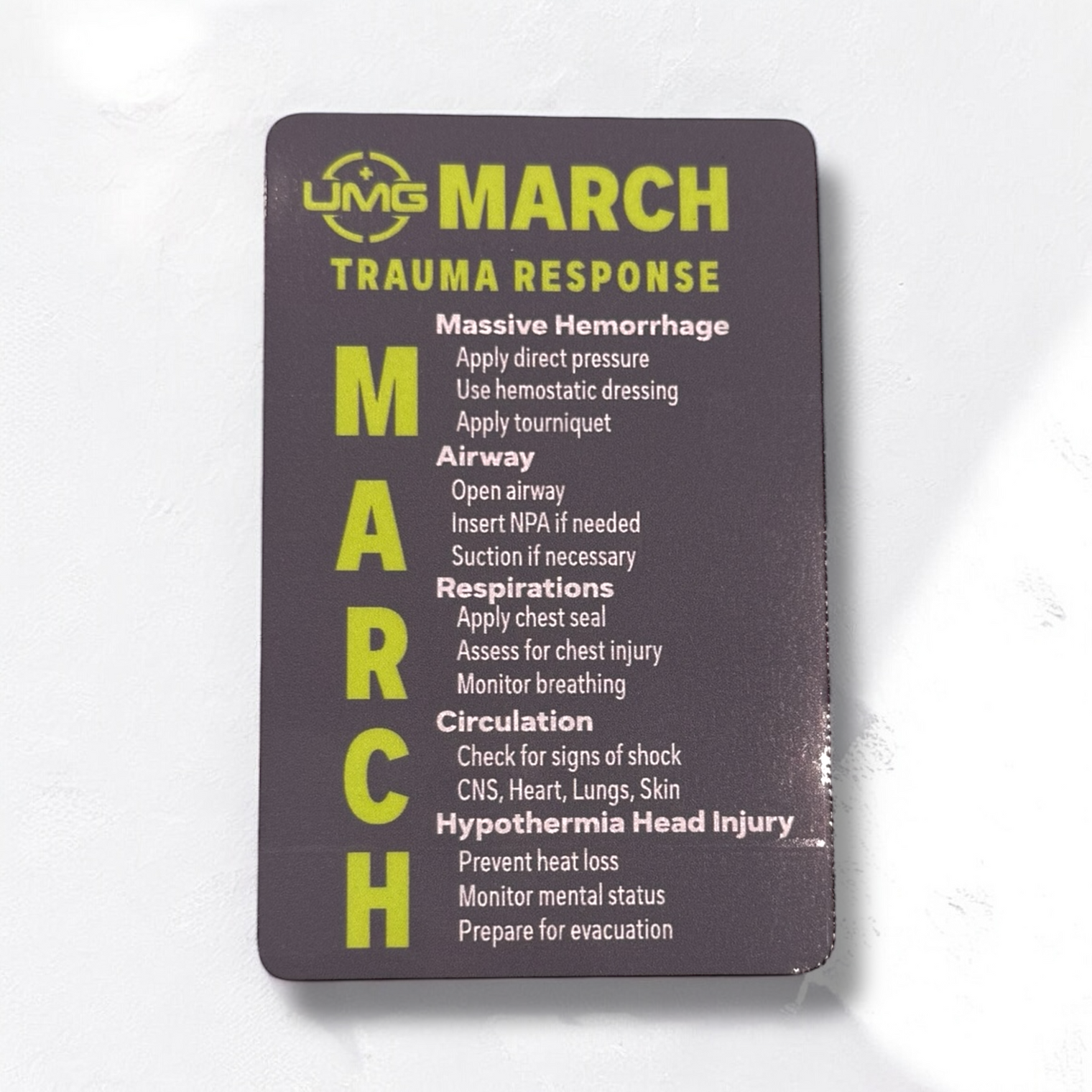 UMG MARCH Medical Response Label – 4” Tall Vinyl Decal for Trauma Kits