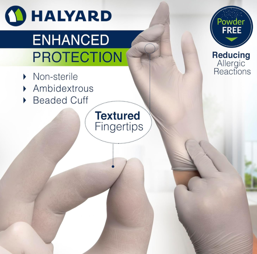 Halyard Sterling SG Nitrile Powder-Free Exam Gloves – Large (1 Loose Pair) | 3.7 mil, 9.5” Length, Textured Grip