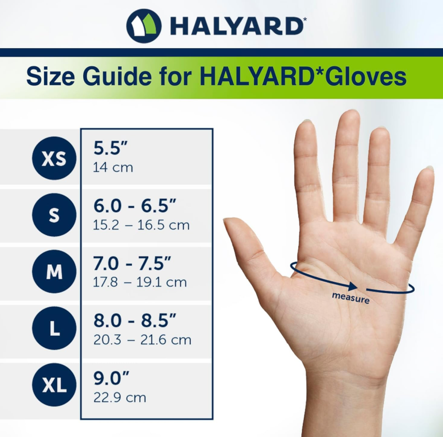 Halyard Sterling SG Nitrile Powder-Free Exam Gloves – Large (1 Loose Pair) | 3.7 mil, 9.5” Length, Textured Grip