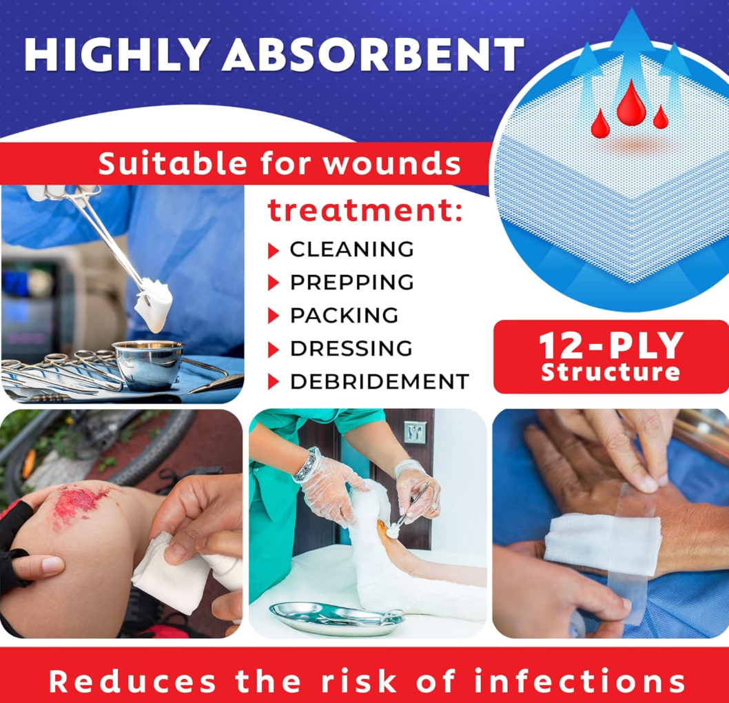 Urban Medical Gear® 4” x 4” Sterile Gauze Pads – 12-Ply, Individually Wrapped for Wound Care